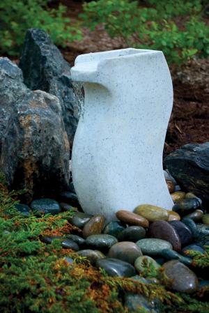 White Granite Modern Curved Fountain