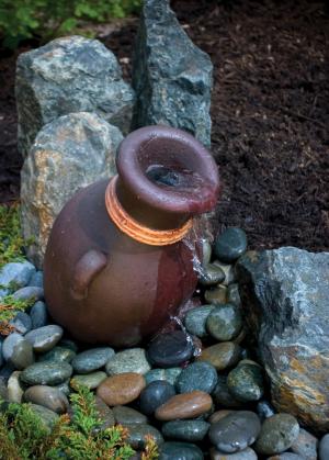 European Terra Cotta Leaning Vase Fountain