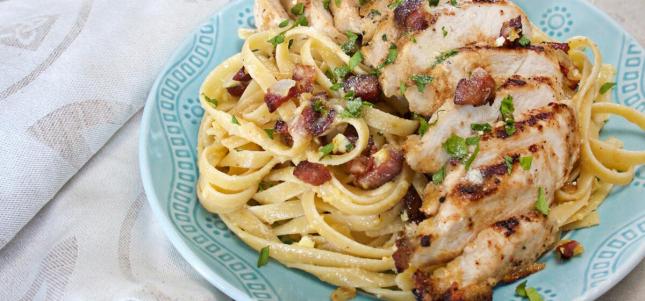 Grilled Chicken Carbonara 